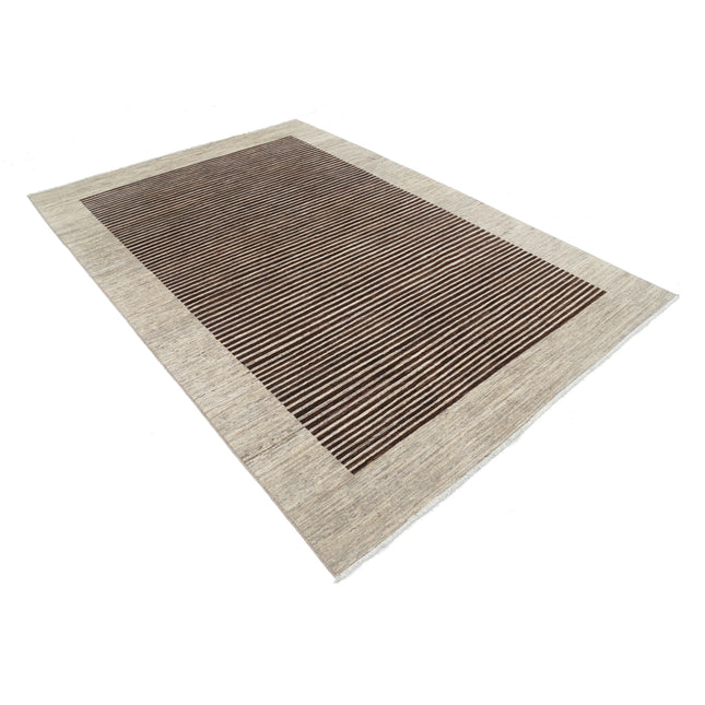 Modcar 6' 5" X 9' 6" Hand-Knotted Wool Rug 6' 5" X 9' 6" (196 X 290) / Brown / Grey