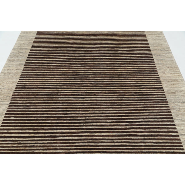 Modcar 6' 5" X 9' 6" Hand-Knotted Wool Rug 6' 5" X 9' 6" (196 X 290) / Brown / Grey