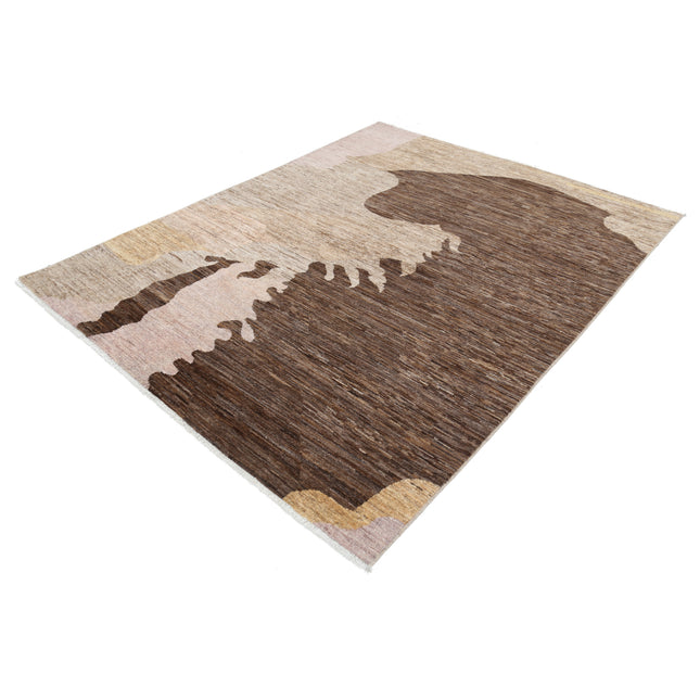 Modcar 5' 10" X 7' 5" Hand-Knotted Wool Rug 5' 10" X 7' 5" (178 X 226) / Brown / Brown
