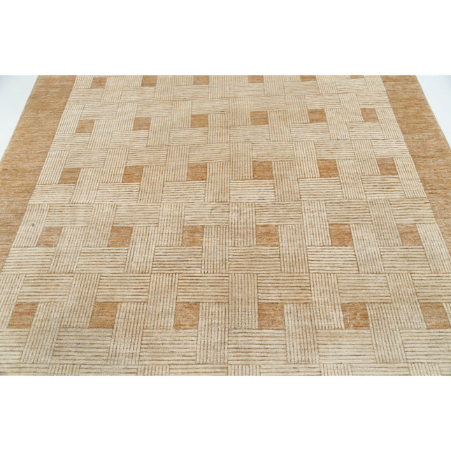 Modcar 6' 7" X 7' 5" Hand-Knotted Wool Rug 6' 7" X 7' 5" (201 X 226) / Brown / Brown