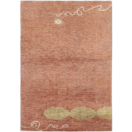 Modcar 4' 0" X 5' 10" Hand-Knotted Wool Rug 4' 0" X 5' 10" (122 X 178) / Brown / Brown