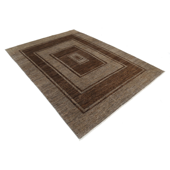 Modcar 6' 5" X 8' 8" Hand-Knotted Wool Rug 6' 5" X 8' 8" (196 X 264) / Brown / Brown