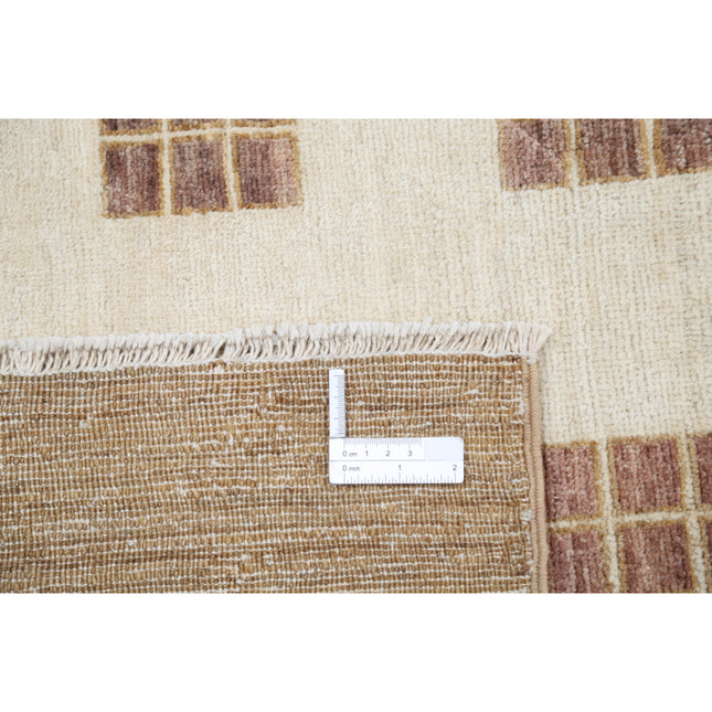 Modcar 10' 5" X 14' 6" Hand-Knotted Wool Rug 10' 5" X 14' 6" (318 X 442) / Ivory / Brown