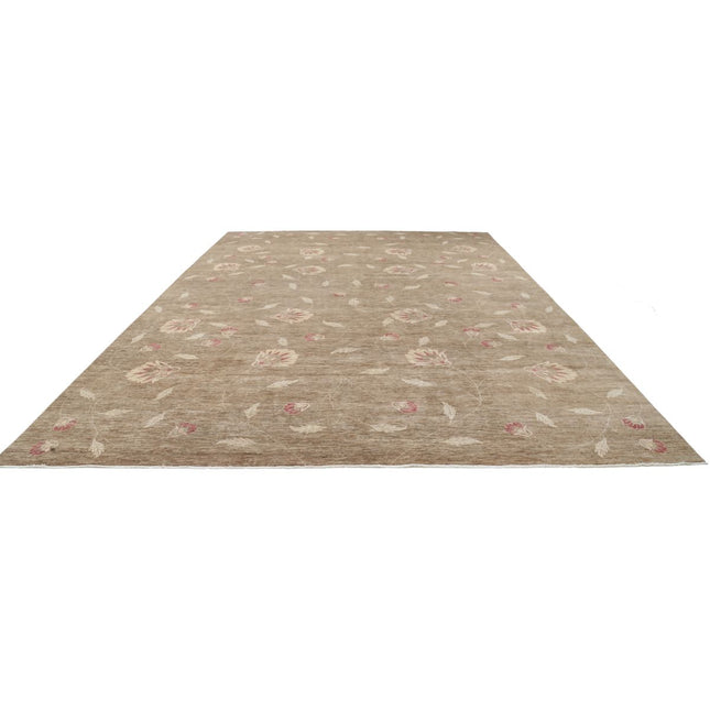 Modcar 12' 1" X 17' 3" Hand-Knotted Wool Rug 12' 1" X 17' 3" (368 X 526) / Brown / Brown