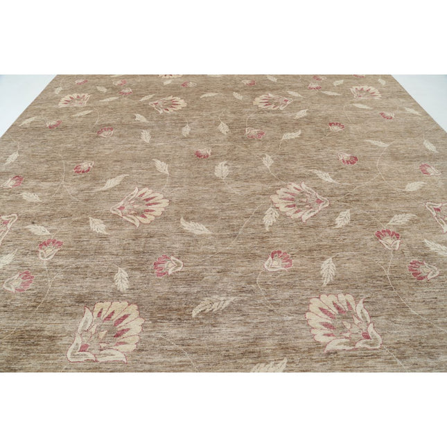 Modcar 12' 1" X 17' 3" Hand-Knotted Wool Rug 12' 1" X 17' 3" (368 X 526) / Brown / Brown