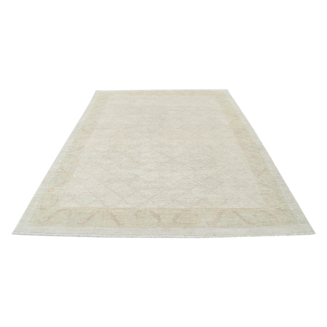 Modcar 7' 2" X 9' 1" Hand-Knotted Wool Rug 7' 2" X 9' 1" (218 X 277) / Ivory / Gold