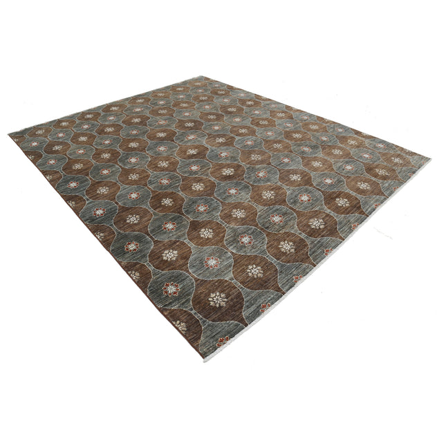 Modcar 8' 0" X 9' 6" Hand-Knotted Wool Rug 8' 0" X 9' 6" (244 X 290) / Brown / Grey