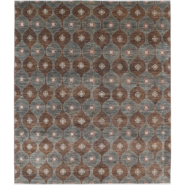 Modcar 8' 0" X 9' 6" Hand-Knotted Wool Rug 8' 0" X 9' 6" (244 X 290) / Brown / Grey