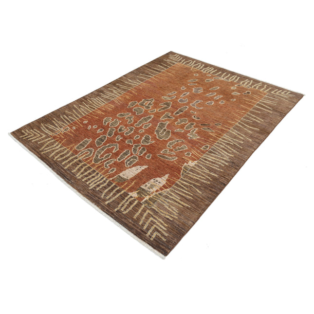 Modcar 4' 10" X 6' 7" Hand-Knotted Wool Rug 4' 10" X 6' 7" (147 X 201) / Brown / Brown