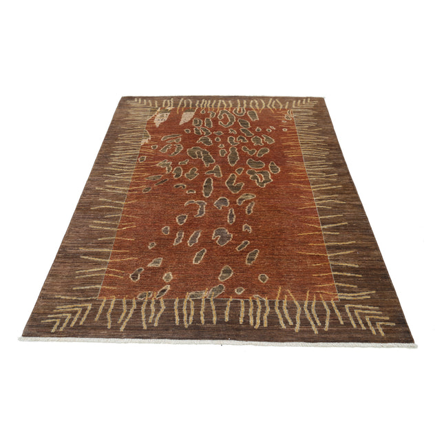 Modcar 4' 10" X 6' 7" Hand-Knotted Wool Rug 4' 10" X 6' 7" (147 X 201) / Brown / Brown
