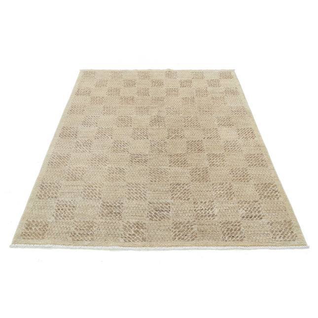 Modcar 4' 10" X 6' 0" Hand-Knotted Wool Rug 4' 10" X 6' 0" (147 X 183) / Ivory / Brown