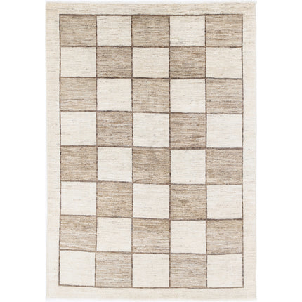 Modcar 4' 9" X 6' 11" Hand-Knotted Wool Rug 4' 9" X 6' 11" (145 X 211) / Brown / Ivory