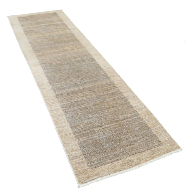 Modcar 2' 7" X 9' 3" Hand-Knotted Wool Rug 2' 7" X 9' 3" (79 X 282) / Grey / Ivory
