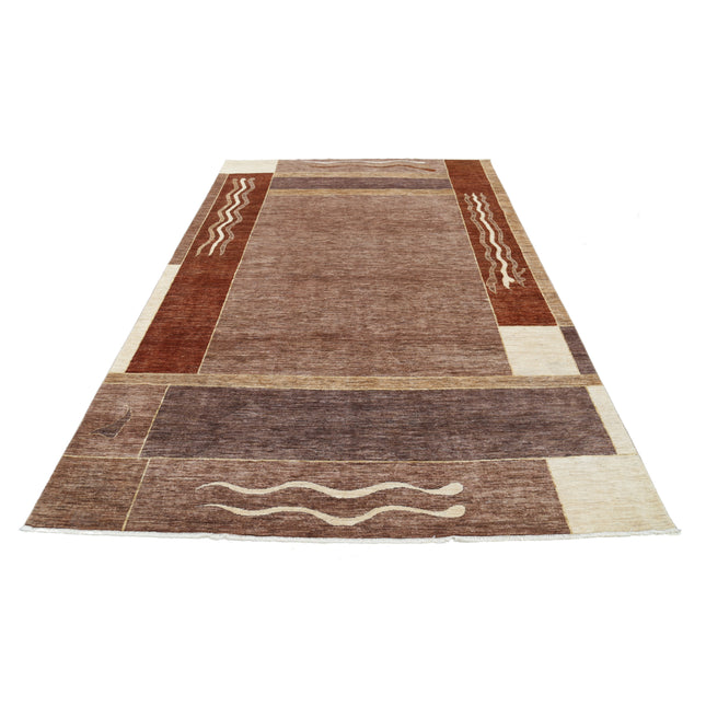 Modcar 6' 4" X 9' 9" Hand-Knotted Wool Rug 6' 4" X 9' 9" (193 X 297) / Brown / Brown
