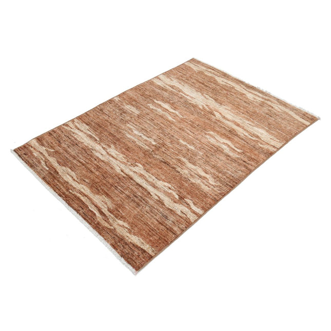 Modcar 3' 3" X 4' 8" Hand-Knotted Wool Rug 3' 3" X 4' 8" (99 X 142) / Brown / Brown