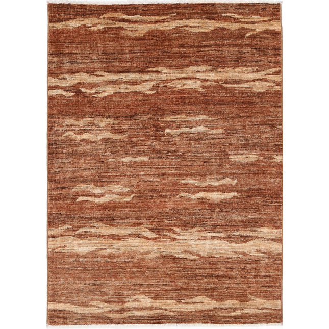 Modcar 3' 3" X 4' 8" Hand-Knotted Wool Rug 3' 3" X 4' 8" (99 X 142) / Brown / Brown
