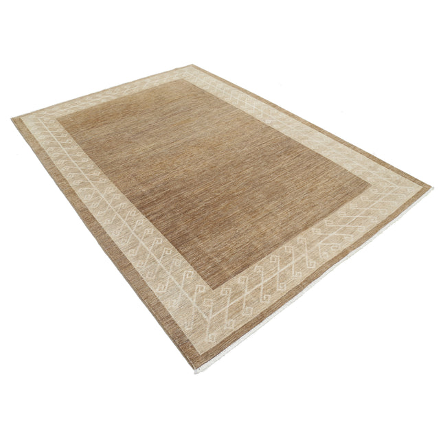 Modcar 6' 1" X 8' 6" Hand-Knotted Wool Rug 6' 1" X 8' 6" (185 X 259) / Brown / Brown