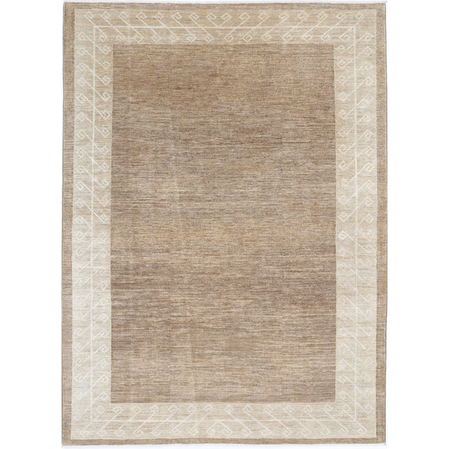 Modcar 6' 1" X 8' 6" Hand-Knotted Wool Rug 6' 1" X 8' 6" (185 X 259) / Brown / Brown