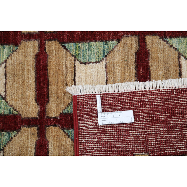 Modcar 5' 3" X 4' 8" Hand-Knotted Wool Rug 5' 3" X 4' 8" (160 X 142) / Brown / Red