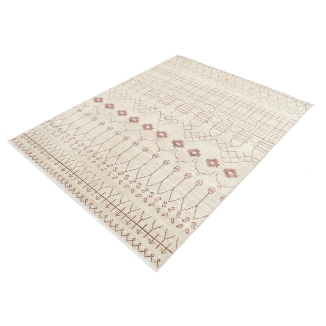 Modcar 5' 0" X 6' 8" Hand-Knotted Wool Rug 5' 0" X 6' 8" (152 X 203) / Ivory / Brown