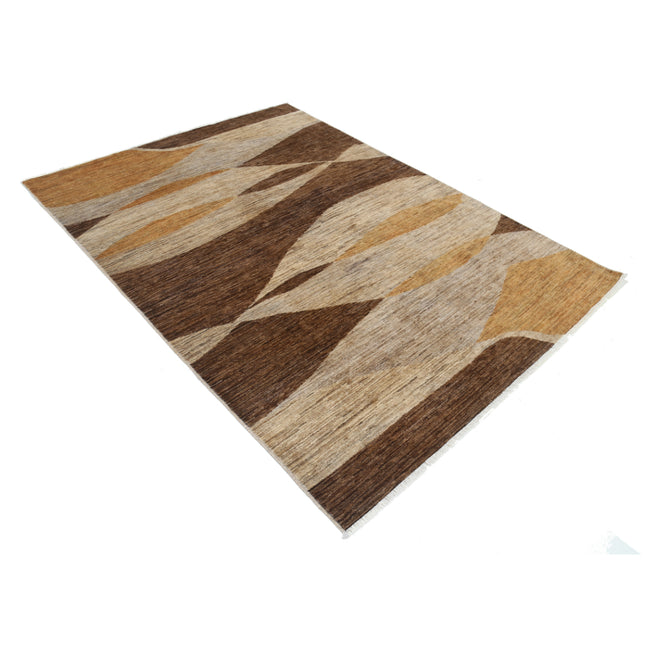 Modcar 5' 6" X 7' 7" Hand-Knotted Wool Rug 5' 6" X 7' 7" (168 X 231) / Brown / Brown