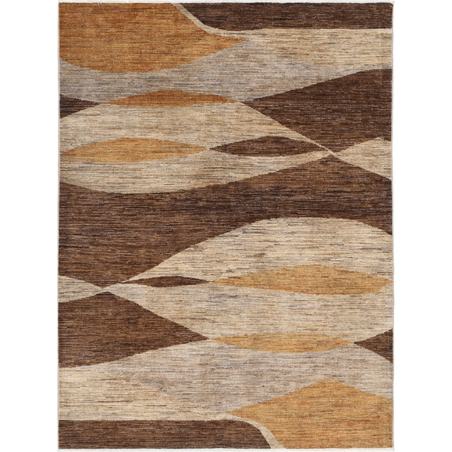 Modcar 5' 6" X 7' 7" Hand-Knotted Wool Rug 5' 6" X 7' 7" (168 X 231) / Brown / Brown