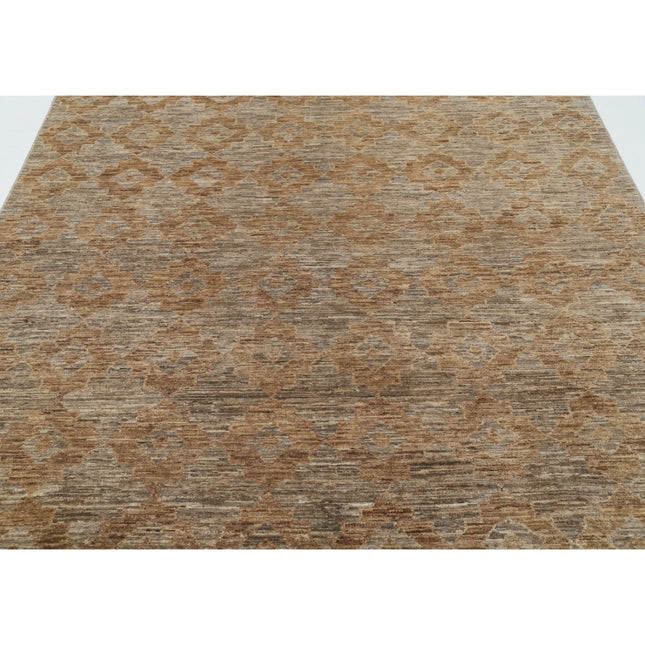 Modcar 6' 7" X 9' 5" Hand-Knotted Wool Rug 6' 7" X 9' 5" (201 X 287) / Brown / Grey