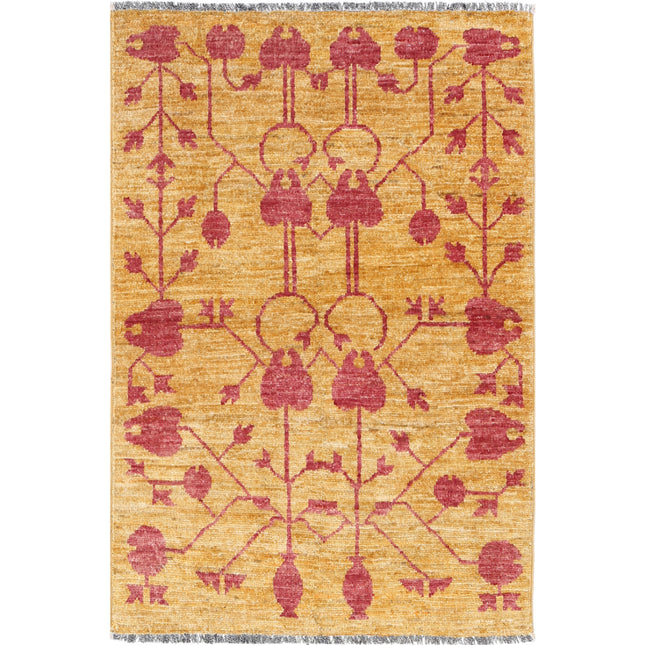 Modcar 2' 8" X 4' 0" Hand-Knotted Wool Rug 2' 8" X 4' 0" (81 X 122) / Gold / Gold