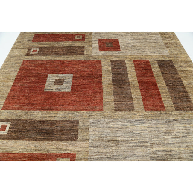 Modcar 7' 10" X 9' 9" Hand-Knotted Wool Rug 7' 10" X 9' 9" (239 X 297) / Brown / Rust