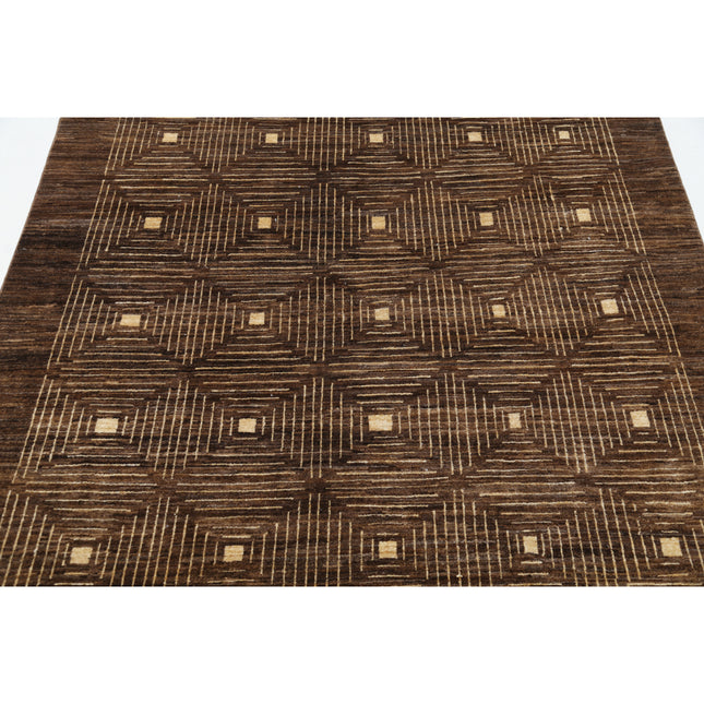 Modcar 4' 10" X 6' 2" Hand-Knotted Wool Rug 4' 10" X 6' 2" (147 X 188) / Brown / Brown
