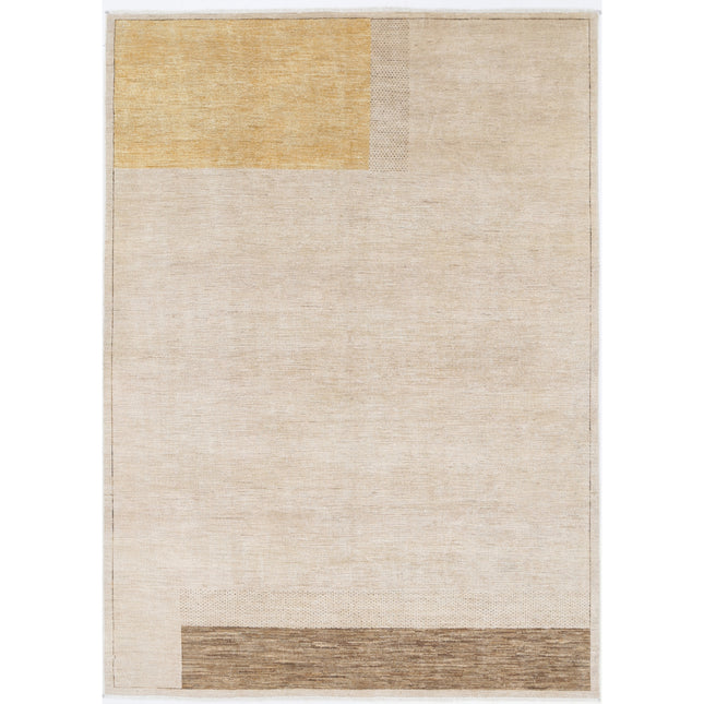 Modcar 5' 11" X 8' 7" Hand-Knotted Wool Rug 5' 11" X 8' 7" (180 X 262) / Ivory / Gold