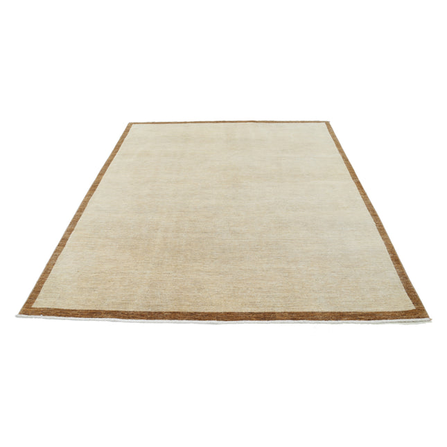 Modcar 6' 8" X 7' 10" Hand-Knotted Wool Rug 6' 8" X 7' 10" (203 X 239) / Ivory / Brown