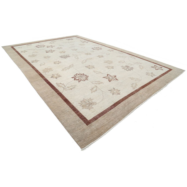 Modcar 11' 11" X 17' 4" Hand-Knotted Wool Rug 11' 11" X 17' 4" (363 X 528) / Ivory / Brown