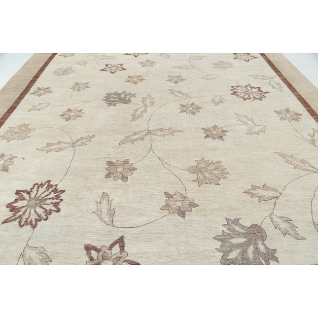 Modcar 11' 11" X 17' 4" Hand-Knotted Wool Rug 11' 11" X 17' 4" (363 X 528) / Ivory / Brown