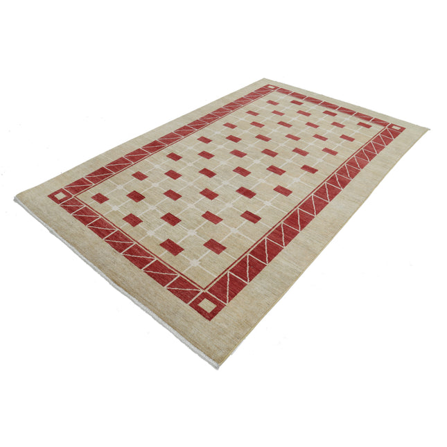 Modcar 5' 8" X 9' 2" Hand-Knotted Wool Rug 5' 8" X 9' 2" (173 X 279) / Brown / Red