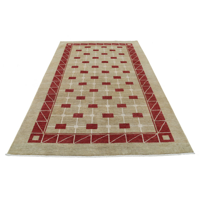 Modcar 5' 8" X 9' 2" Hand-Knotted Wool Rug 5' 8" X 9' 2" (173 X 279) / Brown / Red