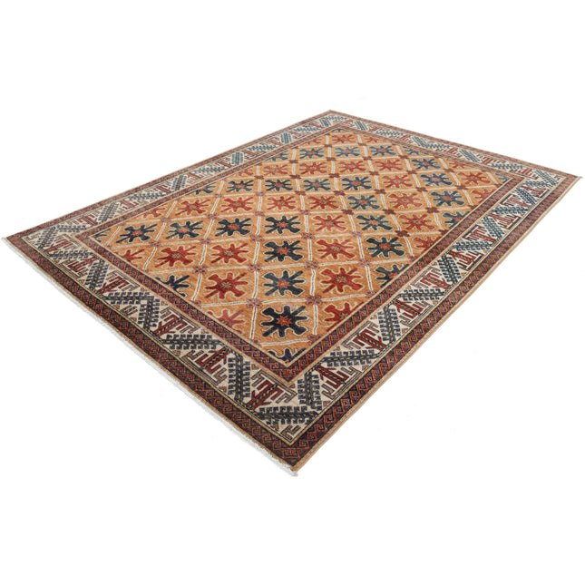 Humna 7' 2" X 9' 10" Hand-Knotted Wool Rug 7' 2" X 9' 10" (218 X 300) / Brown / Ivory