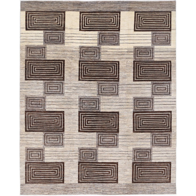Modcar 8' 0" X 10' 0" Hand-Knotted Wool Rug 8' 0" X 10' 0" (244 X 305) / Grey / Brown