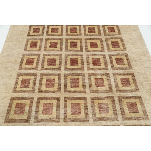 Modcar 6' 1" X 8' 2" Hand-Knotted Wool Rug 6' 1" X 8' 2" (185 X 249) / Brown / Brown