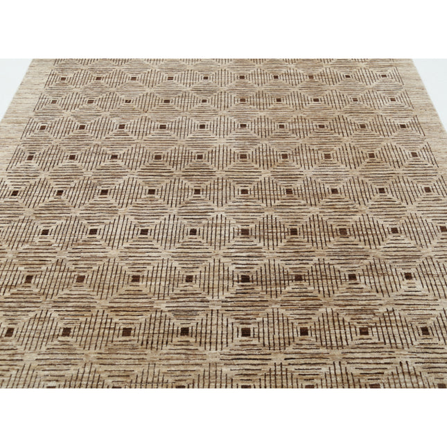 Modcar 6' 7" X 9' 5" Hand-Knotted Wool Rug 6' 7" X 9' 5" (201 X 287) / Brown / Brown