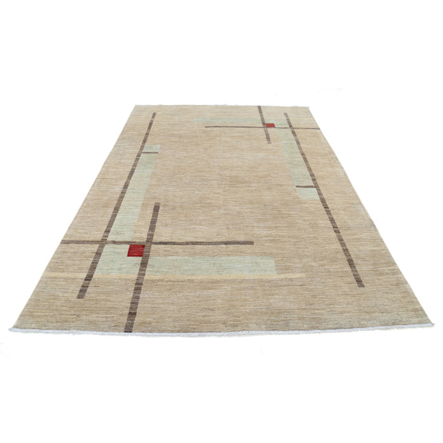 Modcar 6' 6" X 9' 5" Hand-Knotted Wool Rug 6' 6" X 9' 5" (198 X 287) / Brown / Brown