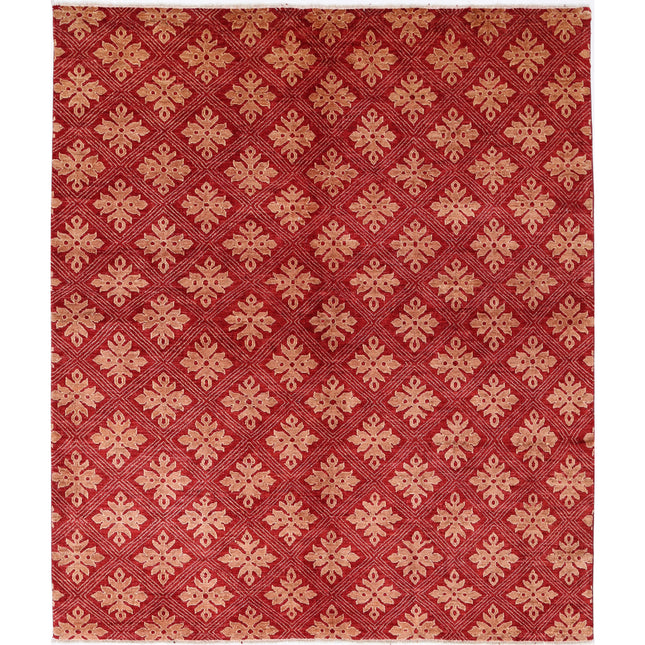 Modcar 6' 9" X 8' 0" Hand-Knotted Wool Rug 6' 9" X 8' 0" (206 X 244) / Red / Red
