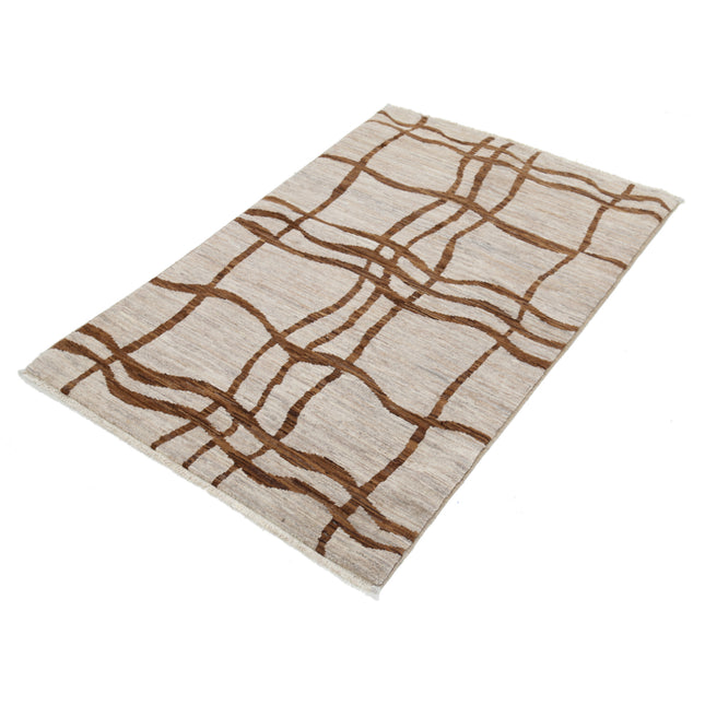 Modcar 3' 3" X 4' 9" Hand-Knotted Wool Rug 3' 3" X 4' 9" (99 X 145) / Brown / Brown