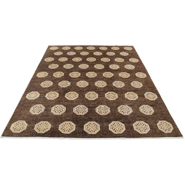 Modcar 6' 6" X 7' 10" Hand-Knotted Wool Rug 6' 6" X 7' 10" (198 X 239) / Brown / Brown