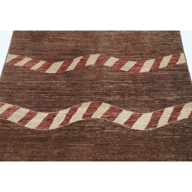 Modcar 4' 4" X 5' 6" Hand-Knotted Wool Rug 4' 4" X 5' 6" (132 X 168) / Brown / Brown