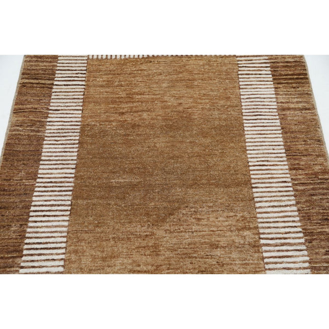 Modcar 3' 3" X 4' 7" Hand-Knotted Wool Rug 3' 3" X 4' 7" (99 X 140) / Brown / Brown