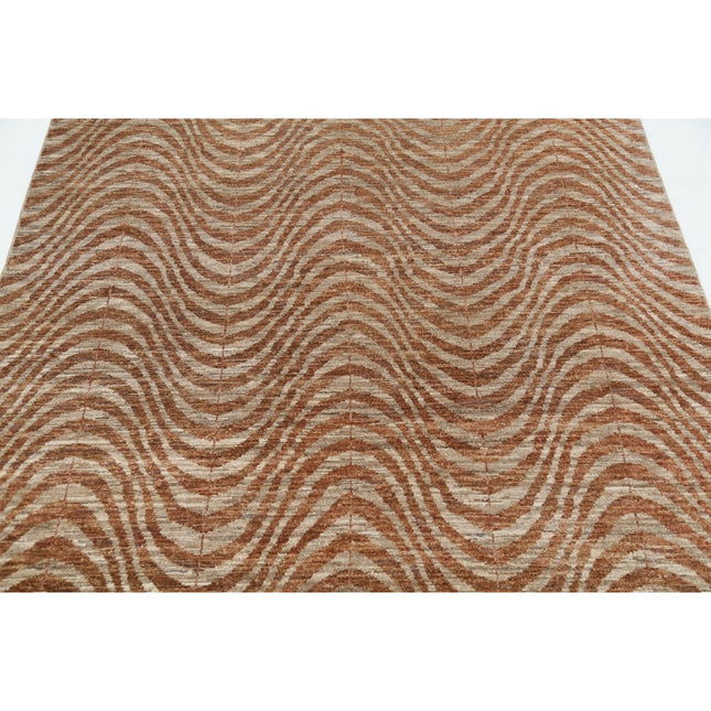Modcar 5' 1" X 6' 2" Hand-Knotted Wool Rug 5' 1" X 6' 2" (155 X 188) / Brown / Brown