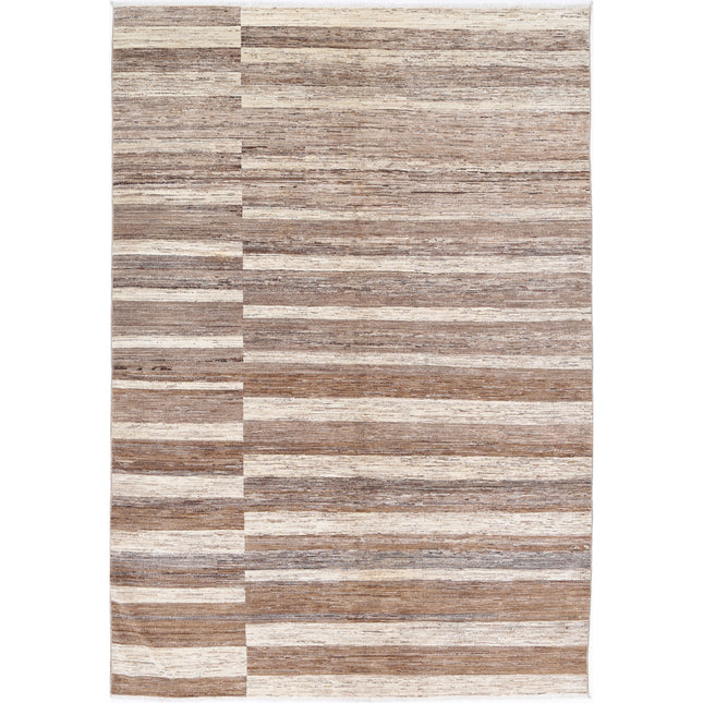 Modcar 6' 5" X 9' 7" Hand-Knotted Wool Rug 6' 5" X 9' 7" (196 X 292) / Brown / Brown