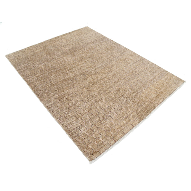 Modcar 4' 11" X 6' 5" Hand-Knotted Wool Rug 4' 11" X 6' 5" (150 X 196) / Brown / Brown