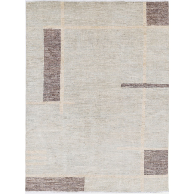 Modcar 5' 7" X 7' 9" Hand-Knotted Wool Rug 5' 7" X 7' 9" (170 X 236) / Blue / Grey